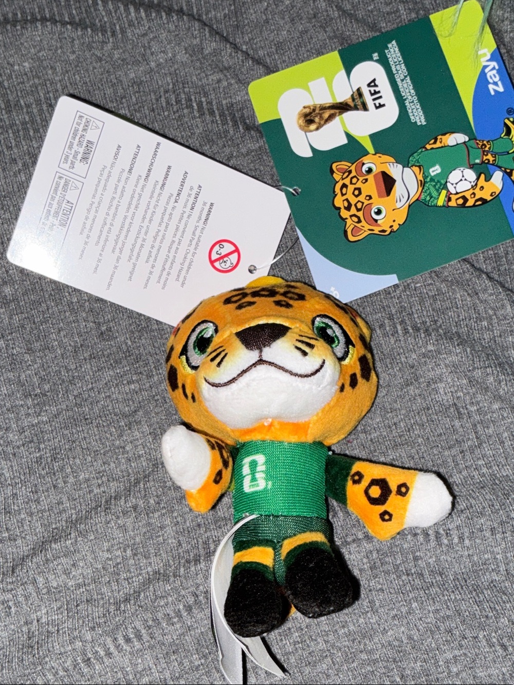 FIFA NWT World Cup Jaguar Plush Keychain - Green and Gold keychain